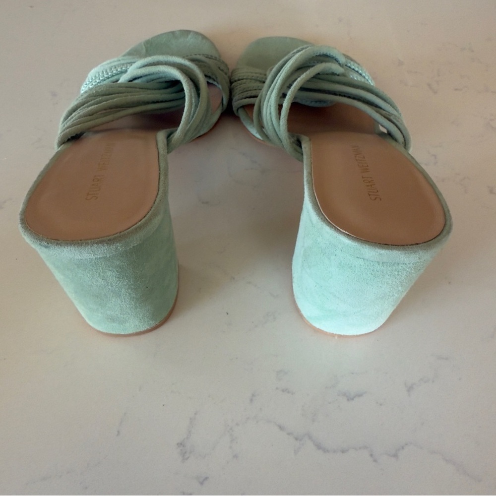Stuart Weitzman Twist Block Twisted Suede Mules I… - image 4